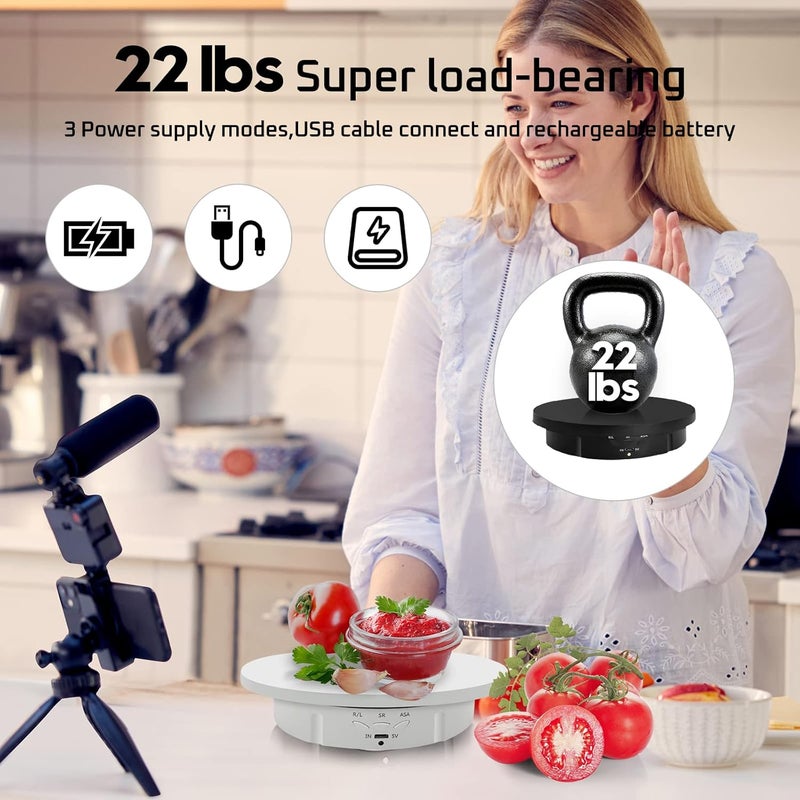 JAYEGT 3in 1 Motorized Rotating Display Stand with 5.74/7.08/8.66 inch Replacement Cover，Max 22lbs Load, 360 Electronic Turntable for Photography Products (3 in1 / White/with Remote Controller) - Image 5